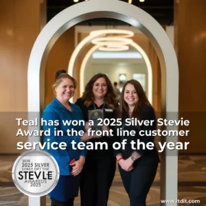 Artistic representation for Teal has won a 2025 Silver Stevie Award in the front line customer service team of the year