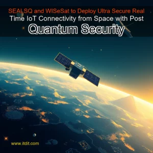 Artistic representation for SEALSQ and WISeSat to Deploy Ultra Secure Real Time IoT Connectivity from Space with Post Quantum Security